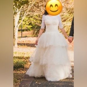 David’s bridal built up modest bridal gown